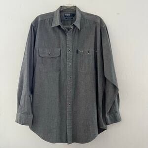 Vtg Polo by Ralph Lauren Dungaree Workshirt Long Sleeve Button Up Chambray Large